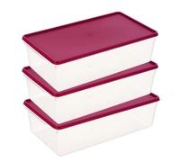 MiraHome Boîtes de congélation XL 3 x 5 l, rectangulaires, rose, avec couvercle hermétique, boîtes de conservation transparentes avec couvercle, boîte de rangement de cuisine, pour Mealprep et