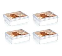 MiraHome Lot de 4 boîtes à biscuits rectangulaires 2,5 l Motif bonhomme en pain d'épice