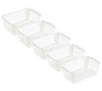 MiraHome Lot de 5 paniers de rangement, 28 x 20 x 11 cm, 4 l, en plastique robuste (sans BPA) - Boîte de rangement pour cuisine et salle de bain