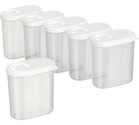 MiraHome lot de 6 boîtes à épices boîtes verseuses boîtes de conservation qualité autrichienne (blanches, 0,30 l)