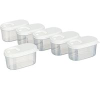 MiraHome lot de 6 boîtes à épices boîtes verseuses boîtes de conservation qualité autrichienne (blanches, 0,14 l)