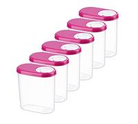 MiraHome lot de 6 boîtes à épices boîtes verseuses boîtes de conservation qualité autrichienne (roses, 0,30 l)