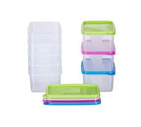 MiraHome - Lot de 8 boîtes de congélation rectangulaires de 0,75 L - Multicolore - Boîtes de conservation avec couvercle hermétique - Transparents bocaux de conservation avec couvercle - Boîte de