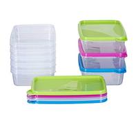 MiraHome - Lot de 8 conteneurs de congélation rectangulaires de 0,75 L - Multicolore - Bocaux de conservation avec couvercle hermétiques - Boîtes de conservation transparentes avec couvercle - Boîte