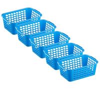 MiraHome Panier de rangement 28x20x11cm 4L Lot de 5 - Panier polyvalent en plastique robuste (sans BPA) - Boîte de rangement pour cuisine et salle de bain - Panier parfait pour le rangement - Bleu