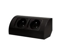 MIRATIC Bloc Prise Cuisine Angle Noir Double Prises 2P+T Type E Multiprise Plan de Travail sous Meuble 3680W 16A Prise Bureau Fixe Surface Multiprises Interieures (Noir)