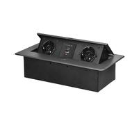 Miratic Bloc Prise Encastrable Plan de Travail avec Bord Plat et 2 Prises Schuko Multiprise Bureau avec 2X USB Type A et C Adaptée à la Norme Allemande Bloc Prise Escamotable (Schuko) (Graphite)
