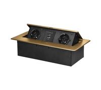 Miratic Bloc Prise Encastrable Plan de Travail avec Bord Plat et 2 Prises Schuko Multiprise Bureau avec 2X USB Type A et C Adaptée à la Norme Allemande Bloc Prise Escamotable (Schuko) (doré)