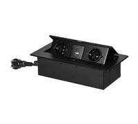 Miratic Bloc Prise Encastrable Plan de Travail avec Bord Plat et 2 prises Schuko Multiprise Bureau avec 2x USB Type A et C et Câble de 1,5 m Norme Allemande Bloc Prise Escamotable (Schuko) (noir)