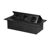 Miratic Bloc Prise Encastrable Plan de Travail avec Bord Plat et 3 Prises Schuko Multiprise Bureau adaptée à la Norme Allemande Bloc Prise Escamotable (Schuko) (Noir)