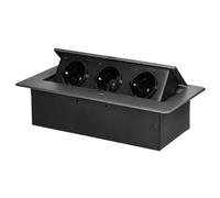 Miratic Bloc Prise Encastrable Plan de Travail avec Bord Plat et 3 Prises Schuko Multiprise Bureau adaptée à la Norme Allemande Bloc Prise Escamotable (Schuko) (Graphite)