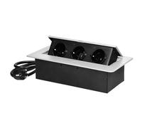 Miratic Bloc Prise Encastrable Plan de Travail avec Bord Plat et 3 Prises Schuko Multiprise Bureau adaptée à la Norme Allemande Bloc Prise Escamotable (Schuko) (Blanc)