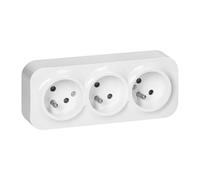 Miratic Bloc Prise Murale 3 x 2P+T 16A / 230VAC IP20 Version Francaise Prise en Saillie pour Montage Mural en Interieur Prises électriques Standard Murales avec Finition Brillante