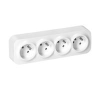 Miratic Bloc Prise Murale 4 x 2P+T 16A / 230VAC IP20 Version Francaise Prise en Saillie pour Montage Mural en Interieur Prises électriques Standard Murales avec Finition Brillante