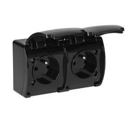 MIRATIC Double Prise Electrique 2x2P+T Prise Murale Double IP44 Prise Etanche Exterieur Version Francaise Couleurs au Choix Double Prise Exterieure Etanche (noir)