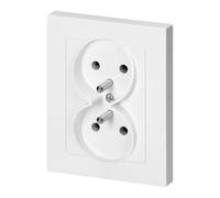MIRATIC Double Prise Murale Bloc avec 2 x Prise Encastrable Type E Avec Broche De Terre Multiprise Murale Montage dans Boite Encastrement Standard Pouvant Accueillir Deux Fiches 16A 250V (blanc)