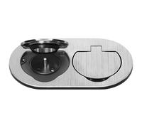 MIRATIC Prise Double Exterieure Etanche IP55 Encastrable Bloc Prise Encastrable Plan de Travail et Mur Double Prise Electrique avec Clapet de Protection 3680 W Type E (aluminium brossé)