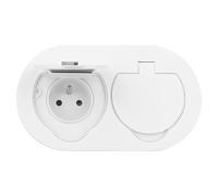 MIRATIC Prise Double Exterieure Etanche IP55 Encastrable Bloc Prise Encastrable Plan de Travail et Mur Double Prise Electrique avec Clapet de Protection 3680 W Type E (blanc)