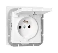 MIRATIC Prise Electrique Encastrable Avec Terre Typ E Prise Etanche IP44 Avec Clapet Système Modulaire Pearl Prise De Courant Murale 16A 250V A compléter avec Plaque - Vendue séparément (blanc)