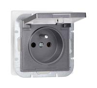 MIRATIC Prise Electrique Encastrable Avec Terre Typ E Prise Etanche IP44 Avec Clapet Système Modulaire Pearl Prise De Courant Murale 16A 250V A compléter avec Plaque - Vendue séparément (anthracite)