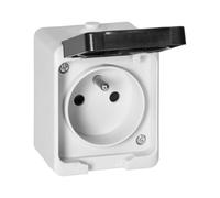 MIRATIC Prise Electrique Murale Simple ou Double Prise Exterieure Etanche avec/sans interrupteur Va et Vient Prise en Saillie Multiprise Exterieur Etanche (prise standard)