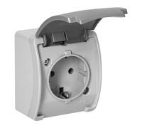 Miratic Prise Exterieure Etanche Prise en Saillie Version Schuko Etanchéité Elevée IP44 avec Rabat de Protection Version Allemande de la Prise (gris graphite)