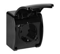 Miratic Prise Exterieure Etanche Prise en Saillie Version Schuko Etanchéité Elevée IP44 avec Rabat de Protection Version Allemande de la Prise (noir)