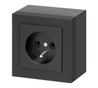MIRATIC Prise Murale Simple Saillie 16A 250V avec Terre Prise De Courant Interieure Prise Electrique Thermoplastique (noir)
