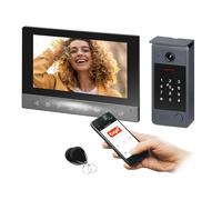 Miratic Visiophone Filaire Connecté Full HD 1080p Interphone Video WiFi Application Tuya Smart Caméra Extérieure IP65 Angle 144 Degrés avec Lecteur RFID Clavier à Code Éclairage Nuit IR (7, Pouces)