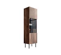 Mirjan24 Aropo 51 Vitrine sur pied avec façade fraisée, armoire vitrine avec 6 étagères, armoire haute, vitrine en verre pour salon (noyer Warmia)