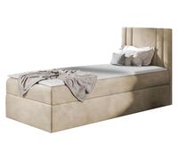 Mirjan24 Lit à sommier tapissier Harlon Mini, cadre de lit avec tête de lit rembourrée, matelas Bonell, surmatelas rembourré, lit pour chambre à coucher (cameleon 04, 100 x 200 cm, côté droit)