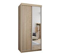 Mirjan24 Penderie Toplo 100 II élégante pour chambre à coucher, miroir, 100 x 200 x 62 cm, vestiaire à portes coulissantes (chêne Sonoma, sans éclairage)