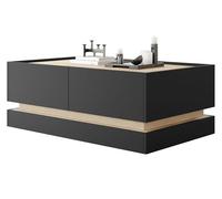 Mirjan24 Table basse Zarpant L97 4K avec 4 compartiments de rangement (noir | Table basse avec 4 compartiments fermés, rabats sans poignée et amortisseurs rabattables pour livres et décoration