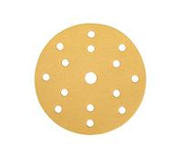 Mirka Gold Papier abrasif universel Ø 150mm Disques abrasifs autoagrippant 15 trous, grain P320, 100 pces/Pour poncer le plâtre, l'enduit, les panneaux de particules, le bois, la peinture