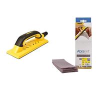 Mirka 8391200111 Cale de ponçage aspirante avec poignée main bloc Handy Grip 55L jaune 80 x 230 mm & 5417505018 Lot de 10 Bande Abranet P180 80x 230 mm Boite DE 50 Coupes, Grain 180