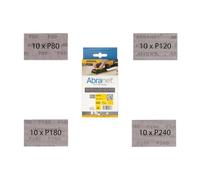 Mirka Abranet Bandes abrasives en maille 81 × 133 mm auto-agrippantes/Pack mixte 10 de chaque grain P80, P120, P180, P240 / 40 pcs/Pour ponceuses vibrantes
