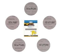 Mirka Abranet Disques abrasifs en maille Ø 125 mm auto-agrippant/Pack mixte 10 de chaque grain P80, P120, P180, P240, P320 / 50 pcs/Pour ponceuses excentriques 125 mm