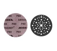 MIRKA Abranet Disques abrasifs filet Ø 150 mm autoagrippant - Grain P80-50 pcs & Support de protection Ø 150mm 67 trous, 1 pièce, pour protéger les plateaux de ponçage