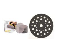 MIRKA Abranet Grille abrasive Ø 125mm autoagrippant - Grain P120-50 pcs & Support de protection Ø 125mm 33 trous, 5 pièces, pour protéger les plateaux de ponçage