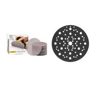 MIRKA Abranet Grille abrasive Ø 125mm autoagrippant - Grain P120-50 pcs & Support de protection Ø 150mm 67 trous, 5 pièces, pour protéger les plateaux de ponçage