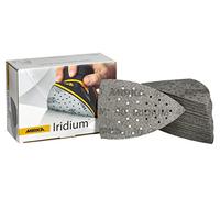 Mirka Iridium Triangle de ponçage Papier abrasif Premium 100x152x152mm 36 trous autoagrippant grain 40, 50 pcs/Pour poncer la peinture, mastic, apprêt, bois, acier, minéraux, plastique