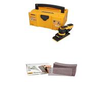 Mirka DEOS II 383 Ponceuse vibrante en coffret 70x198mm 300 W à faible vibration et Abranet Bande abrasive en filet 70x198 mm autoagrippant / grain P120 / 50 pces