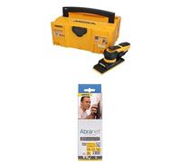 Mirka DEOS II 383 Ponceuse vibrante en coffret 70x198mm 300 W ponceuse à faibles vibrations et Abranet bande abrasive en filet 70x198 mm autoagrippant / grain P120 / 10 pces