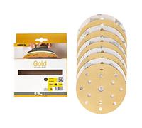 Mirka Gold Papier abrasif universel Ø 150mm Disques abrasifs autoagrippant 15 trous, grain P180, 10 pces/Pour poncer le plâtre, le mastic, les panneaux de particules, le bois, la peinture