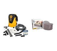 Mirka Dust Extractor 1025 L PC EU 230 V + Accs. Kit 230V, Noir/Jaune, 530mm, 1000 W & Abranet Disques abrasifs Filet Ø 150 mm Velcro/Grain P120 / 50 pcs/pour poncer Le Bois, Le Mastic, la Peinture