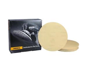 Mirka Gold Papier abrasif universel Ø 150mm / autocollant/grain P400, 100 pces/Pour poncer le plâtre, le mastic, les panneaux de particules, le bois, la peinture