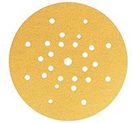 Mirka Gold Papier abrasif universel Ø 225mm autoagrippant 27 trous/grain P80/ 10 pièces/Pour poncer le plâtre, le mastic, les panneaux de particules, le bois, la peinture