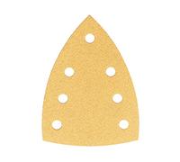 Mirka Gold Triangle de ponçage Papier abrasif universel 100x152x152mm 7 trous/grain P120, 50 pces/Pour poncer le plâtre, le mastic, les panneaux de particules, le bois, la peinture