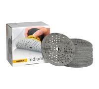 Mirka Iridium Papier abrasif Premium Ø 125mm autoagrippant 89 trous, grain 40, 50 pcs/Pour poncer la peinture, le mastic, l'apprêt, le bois, l'acier, les matériaux minéraux, le plastique