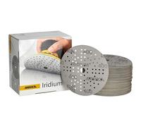 Mirka Iridium Papier abrasif Premium Ø 125mm autoagrippant 89 trous, grain 400, 100 pces/Pour poncer la peinture, le mastic, l'apprêt, le bois, l'acier, les matériaux minéraux, le plastique